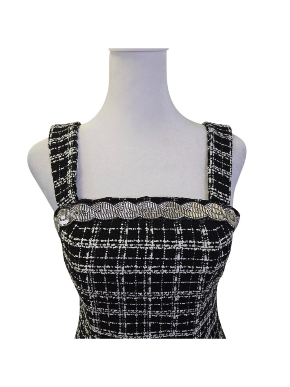 NWT Tahari ASL Boucle Tweed Mini Dress with Rhinestones Size 2 Petite - Picture 5 of 7